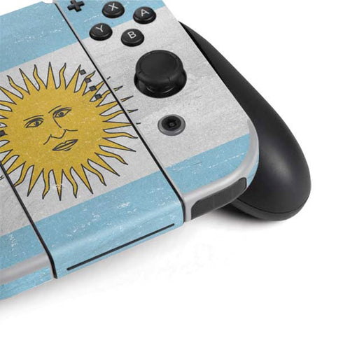 Argentina Flag Distressed Nintendo Switch OLED (2021) Skin